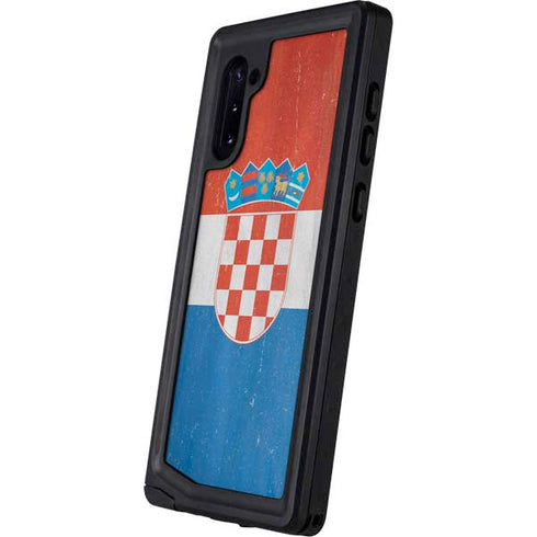 Croatia Flag Distressed Galaxy Note 10 Waterproof Case
